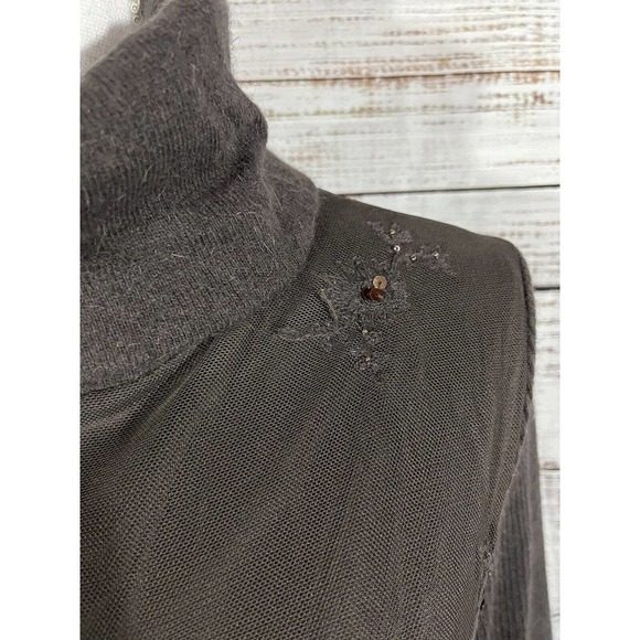 Sundance Dress sz Medium Brown Rabbit Hair Lace Sequins Knee Modest Midi Boho - Picture 6 of 14